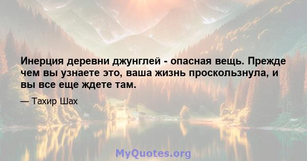 Инерция деревни джунглей - опасная вещь. Прежде чем вы узнаете это, ваша жизнь проскользнула, и вы все еще ждете там.