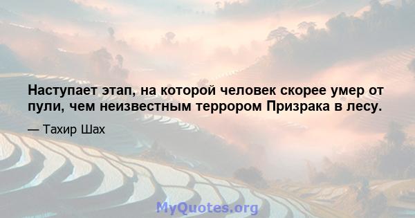 Наступает этап, на которой человек скорее умер от пули, чем неизвестным террором Призрака в лесу.