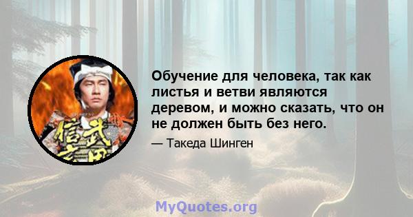 Обучение для человека, так как листья и ветви являются деревом, и можно сказать, что он не должен быть без него.