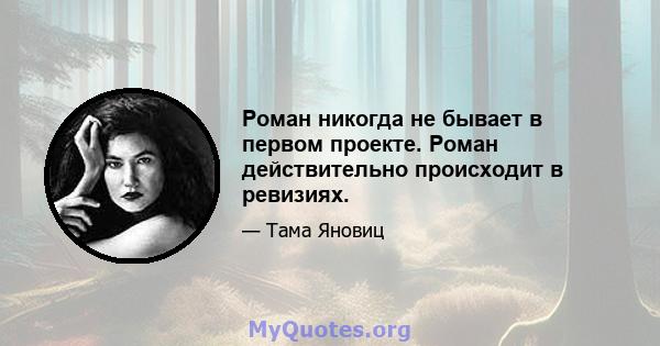 Роман никогда не бывает в первом проекте. Роман действительно происходит в ревизиях.