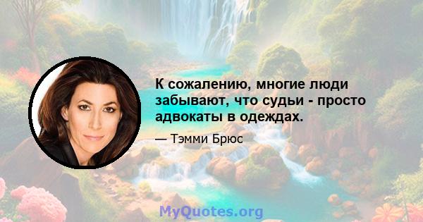 К сожалению, многие люди забывают, что судьи - просто адвокаты в одеждах.