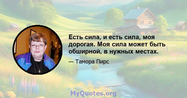 Есть сила, и есть сила, моя дорогая. Моя сила может быть обширной, в нужных местах.