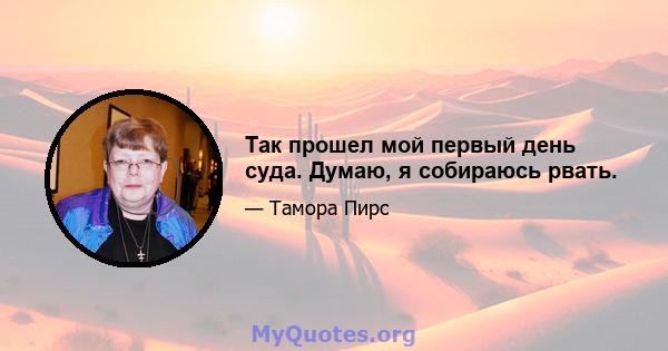 Так прошел мой первый день суда. Думаю, я собираюсь рвать.