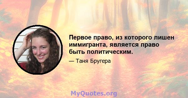 Первое право, из которого лишен иммигранта, является право быть политическим.