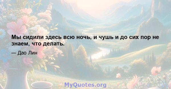 Мы сидили здесь всю ночь, и чушь и до сих пор не знаем, что делать.