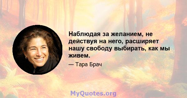 Наблюдая за желанием, не действуя на него, расширяет нашу свободу выбирать, как мы живем.