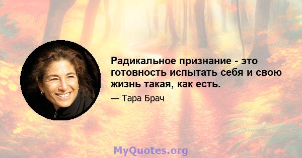 Радикальное признание - это готовность испытать себя и свою жизнь такая, как есть.