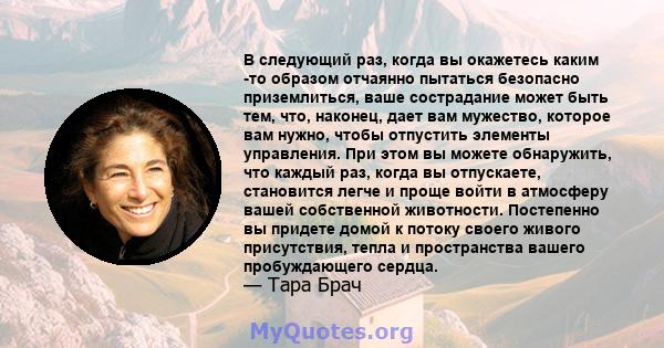 В следующий раз, когда вы окажетесь каким -то образом отчаянно пытаться безопасно приземлиться, ваше сострадание может быть тем, что, наконец, дает вам мужество, которое вам нужно, чтобы отпустить элементы управления.