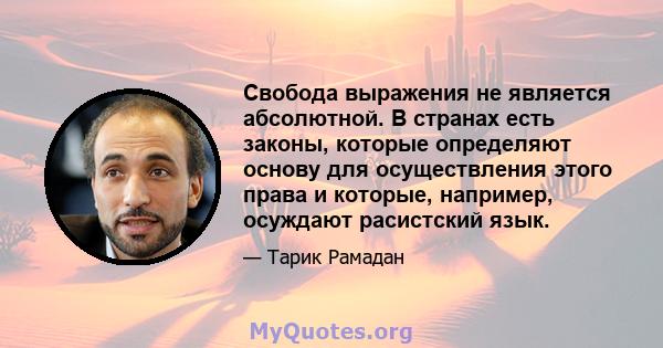 Свобода выражения не является абсолютной. В странах есть законы, которые определяют основу для осуществления этого права и которые, например, осуждают расистский язык.