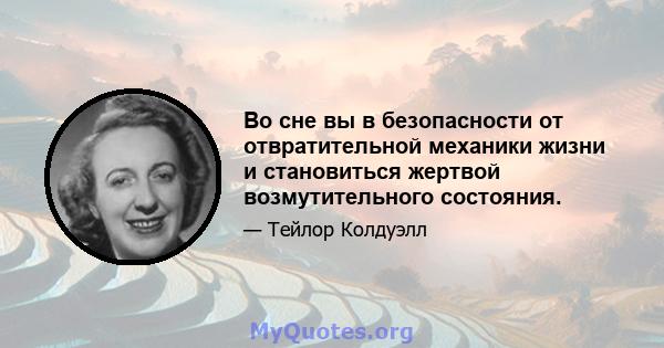 Во сне вы в безопасности от отвратительной механики жизни и становиться жертвой возмутительного состояния.