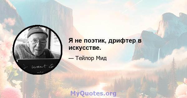 Я не поэтик, дрифтер в искусстве.