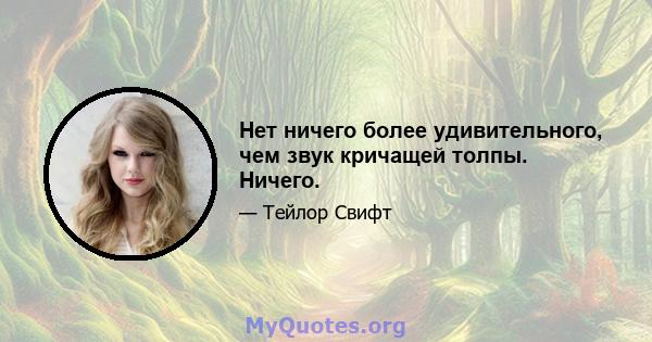 Нет ничего более удивительного, чем звук кричащей толпы. Ничего.