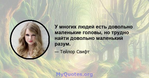 У многих людей есть довольно маленькие головы, но трудно найти довольно маленький разум.