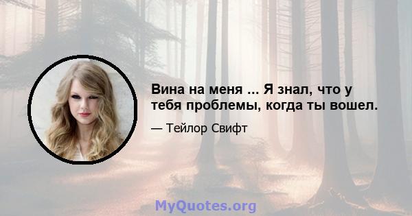 Вина на меня ... Я знал, что у тебя проблемы, когда ты вошел.