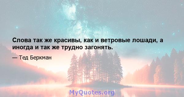 Слова так же красивы, как и ветровые лошади, а иногда и так же трудно загонять.