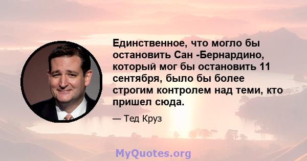 Единственное, что могло бы остановить Сан -Бернардино, который мог бы остановить 11 сентября, было бы более строгим контролем над теми, кто пришел сюда.