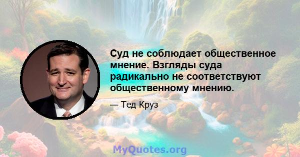 Суд не соблюдает общественное мнение. Взгляды суда радикально не соответствуют общественному мнению.