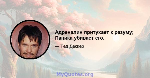 Адреналин притухает к разуму; Паника убивает его.