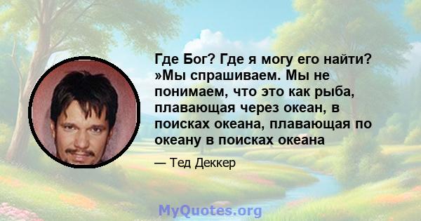 Где Бог? Где я могу его найти? »Мы спрашиваем. Мы не понимаем, что это как рыба, плавающая через океан, в поисках океана, плавающая по океану в поисках океана