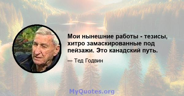 Мои нынешние работы - тезисы, хитро замаскированные под пейзажи. Это канадский путь.