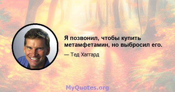 Я позвонил, чтобы купить метамфетамин, но выбросил его.