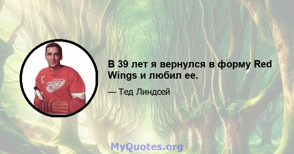 В 39 лет я вернулся в форму Red Wings и любил ее.