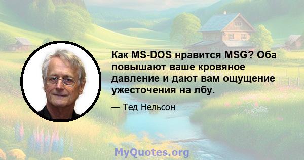 Как MS-DOS нравится MSG? Оба повышают ваше кровяное давление и дают вам ощущение ужесточения на лбу.