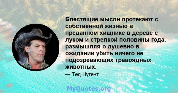 Блестящие мысли протекают с собственной жизнью в преданном хищнике в дереве с луком и стрелкой половины года, размышляя о душевно в ожидании убить ничего не подозревающих травоядных животных.