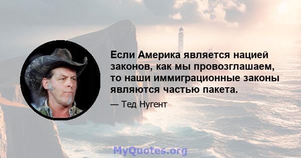 Если Америка является нацией законов, как мы провозглашаем, то наши иммиграционные законы являются частью пакета.