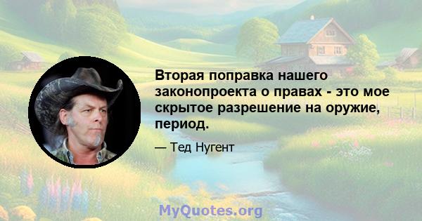 Вторая поправка нашего законопроекта о правах - это мое скрытое разрешение на оружие, период.