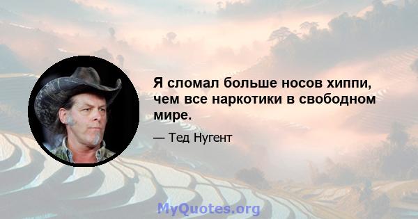 Я сломал больше носов хиппи, чем все наркотики в свободном мире.