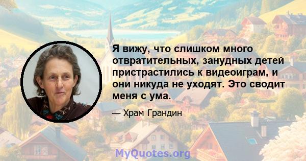 Я вижу, что слишком много отвратительных, занудных детей пристрастились к видеоиграм, и они никуда не уходят. Это сводит меня с ума.