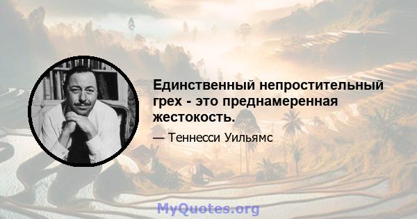 Единственный непростительный грех - это преднамеренная жестокость.