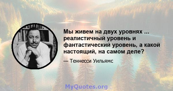 Мы живем на двух уровнях ... реалистичный уровень и фантастический уровень, а какой настоящий, на самом деле?