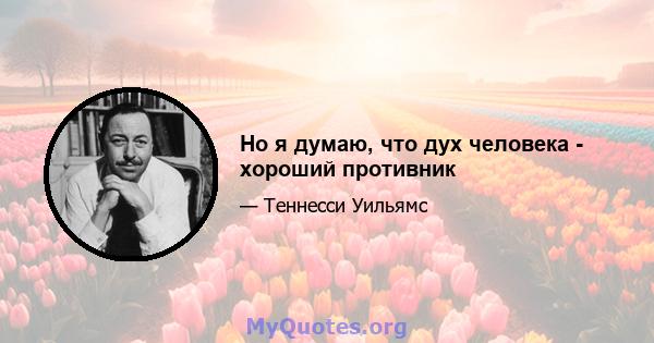 Но я думаю, что дух человека - хороший противник