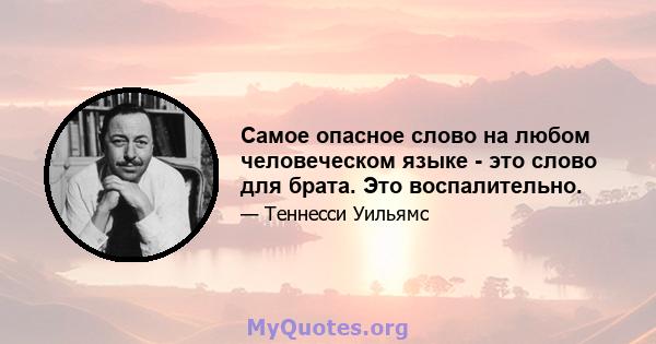 Самое опасное слово на любом человеческом языке - это слово для брата. Это воспалительно.