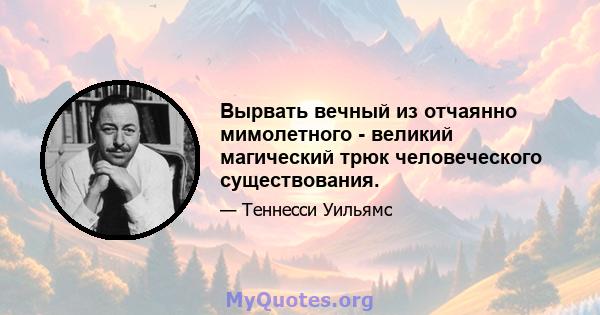 Вырвать вечный из отчаянно мимолетного - великий магический трюк человеческого существования.