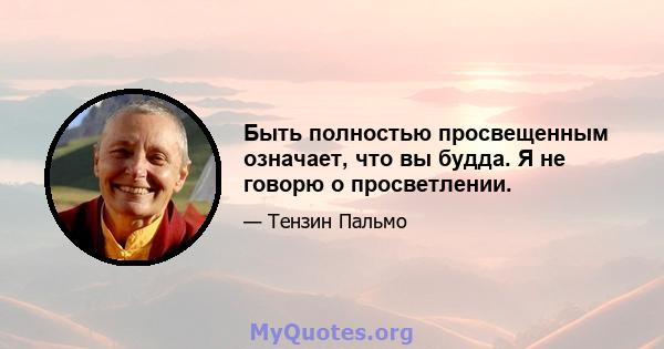 Быть полностью просвещенным означает, что вы будда. Я не говорю о просветлении.