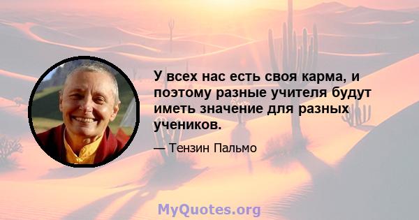 У всех нас есть своя карма, и поэтому разные учителя будут иметь значение для разных учеников.