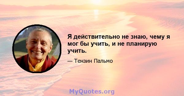 Я действительно не знаю, чему я мог бы учить, и не планирую учить.