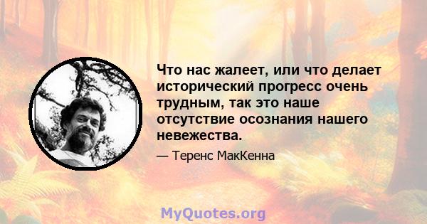 Что нас жалеет, или что делает исторический прогресс очень трудным, так это наше отсутствие осознания нашего невежества.