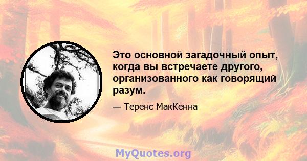 Это основной загадочный опыт, когда вы встречаете другого, организованного как говорящий разум.