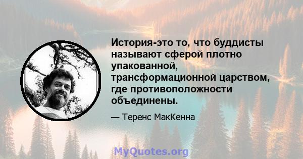 История-это то, что буддисты называют сферой плотно упакованной, трансформационной царством, где противоположности объединены.