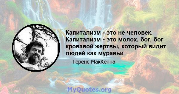 Капитализм - это не человек. Капитализм - это молох, бог, бог кровавой жертвы, который видит людей как муравьи