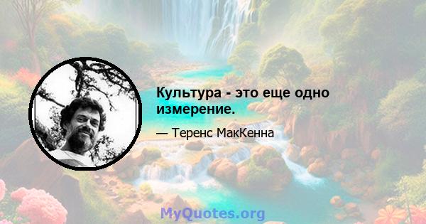 Культура - это еще одно измерение.