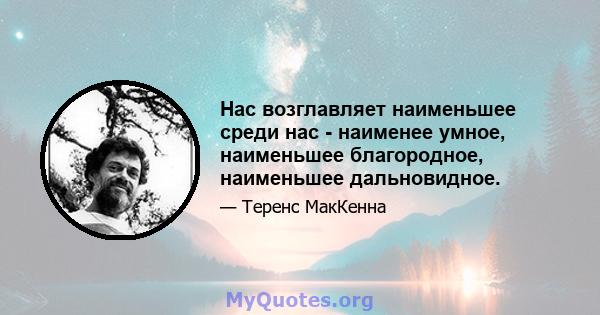 Нас возглавляет наименьшее среди нас - наименее умное, наименьшее благородное, наименьшее дальновидное.