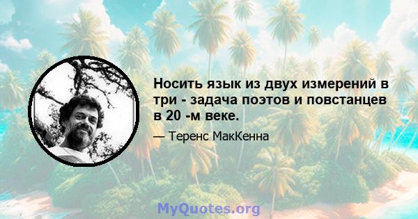 Носить язык из двух измерений в три - задача поэтов и повстанцев в 20 -м веке.