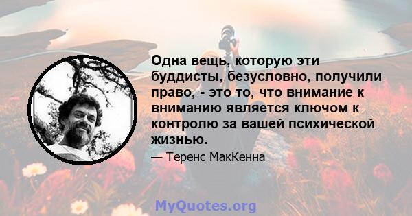 Одна вещь, которую эти буддисты, безусловно, получили право, - это то, что внимание к вниманию является ключом к контролю за вашей психической жизнью.