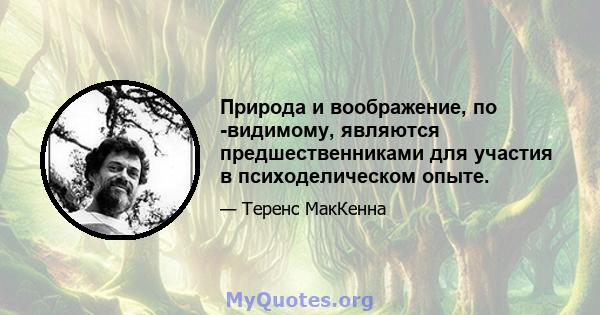 Природа и воображение, по -видимому, являются предшественниками для участия в психоделическом опыте.