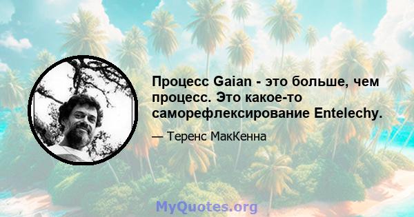 Процесс Gaian - это больше, чем процесс. Это какое-то саморефлексирование Entelechy.